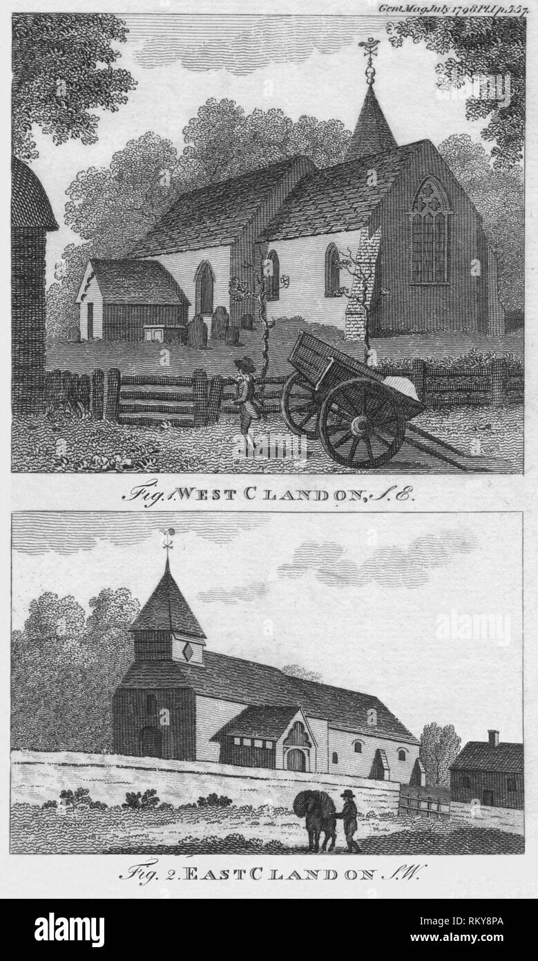 West Clandon und East Clandon, 1798. Schöpfer: Unbekannt. Stockfoto
