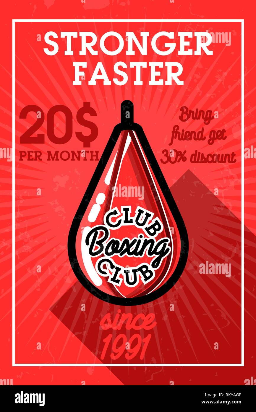 Farbe vintage Boxing Club Banner. Boxing ähnliche Designelemente für Drucke, Logos, Plakaten. Vector vintage Abbildung. Stock Vektor