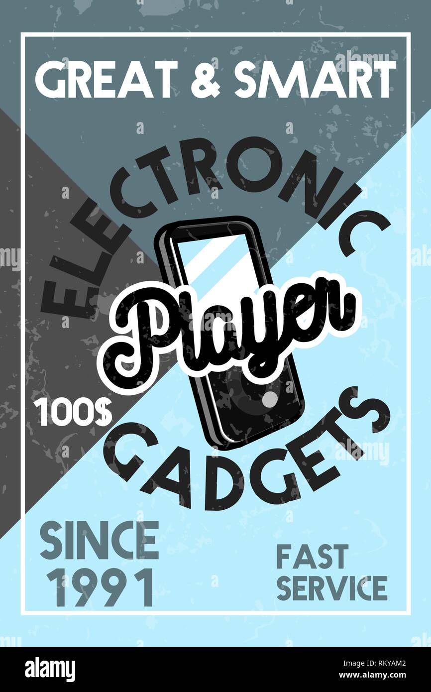 Farbe vintage elektronische Gadgets Banner. Vector Illustration, EPS 10. Stock Vektor