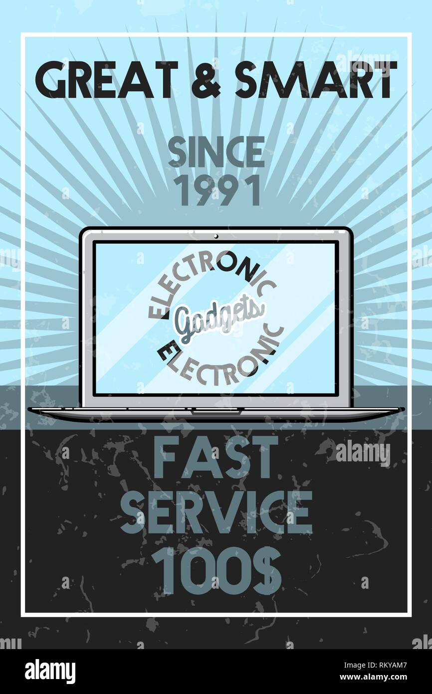 Farbe vintage elektronische Gadgets Banner. Vector Illustration, EPS 10. Stock Vektor