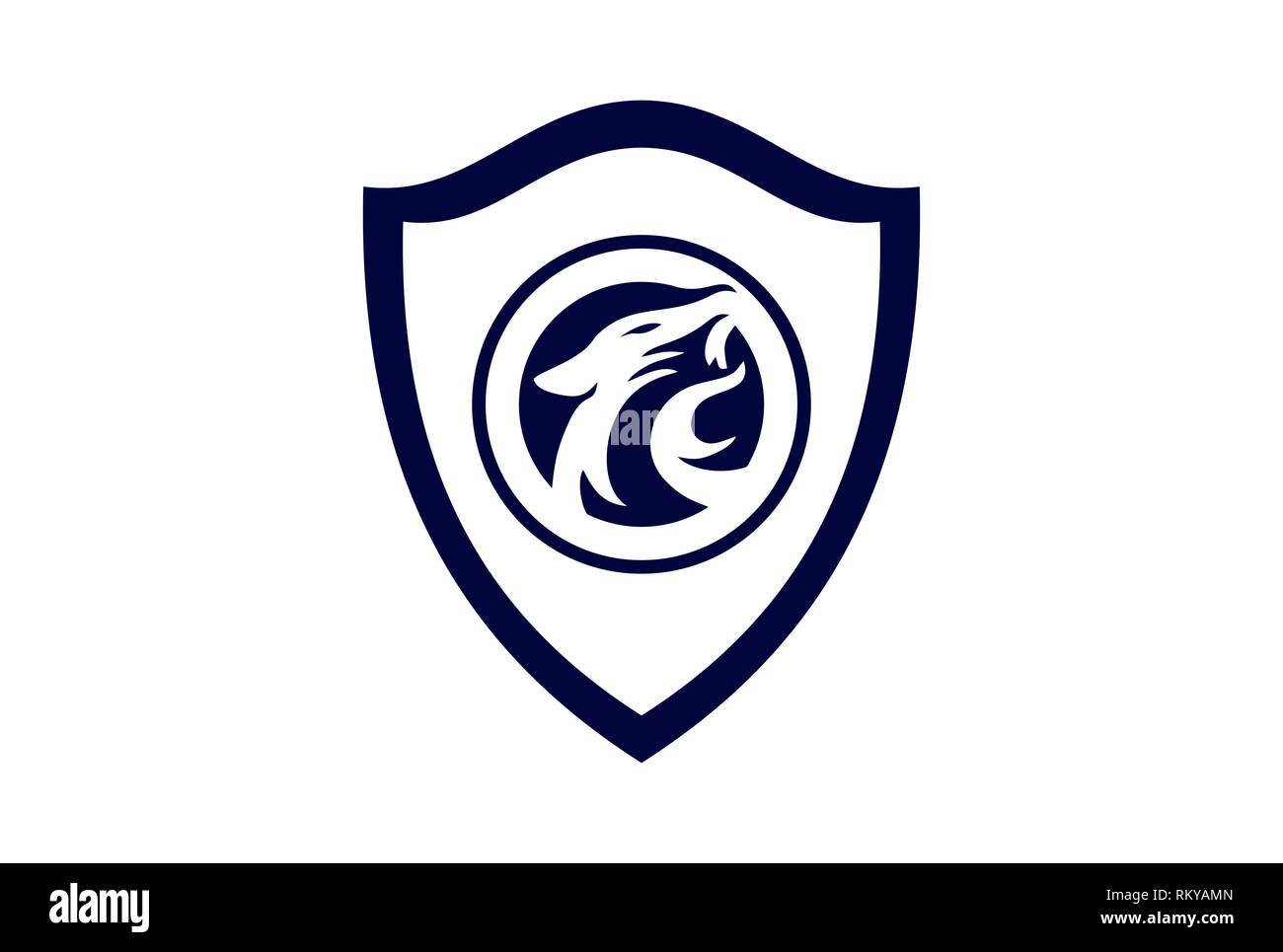 Jaguar Konzept guard Shield Logo Symbol vektor Konzept flache Bauweise Stockfoto
