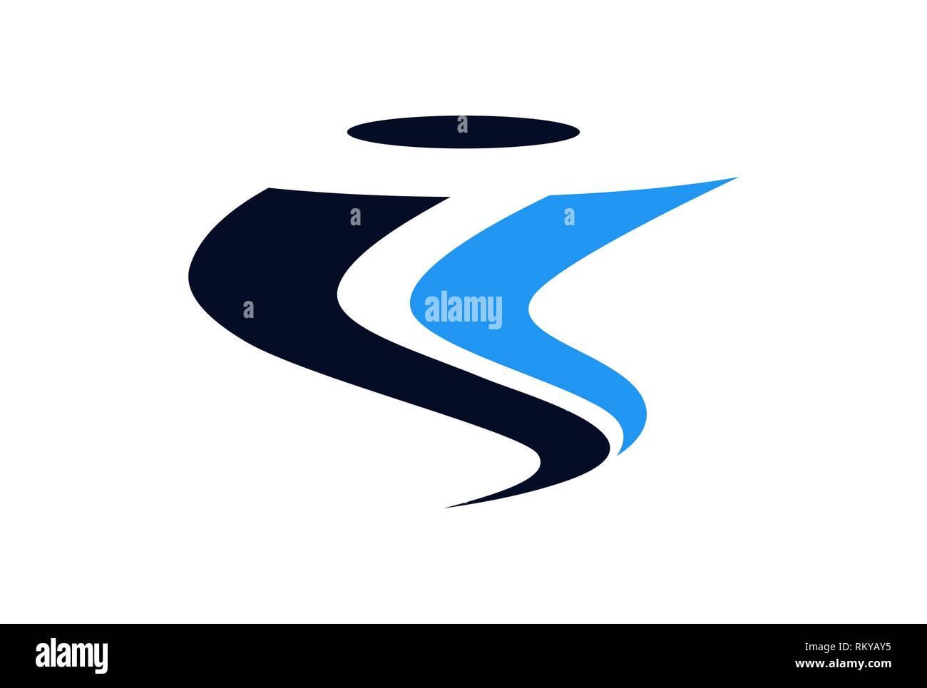 Buchstaben i Tornado abstrakte logo Symbol vektor Konzept flache Bauweise Stockfoto