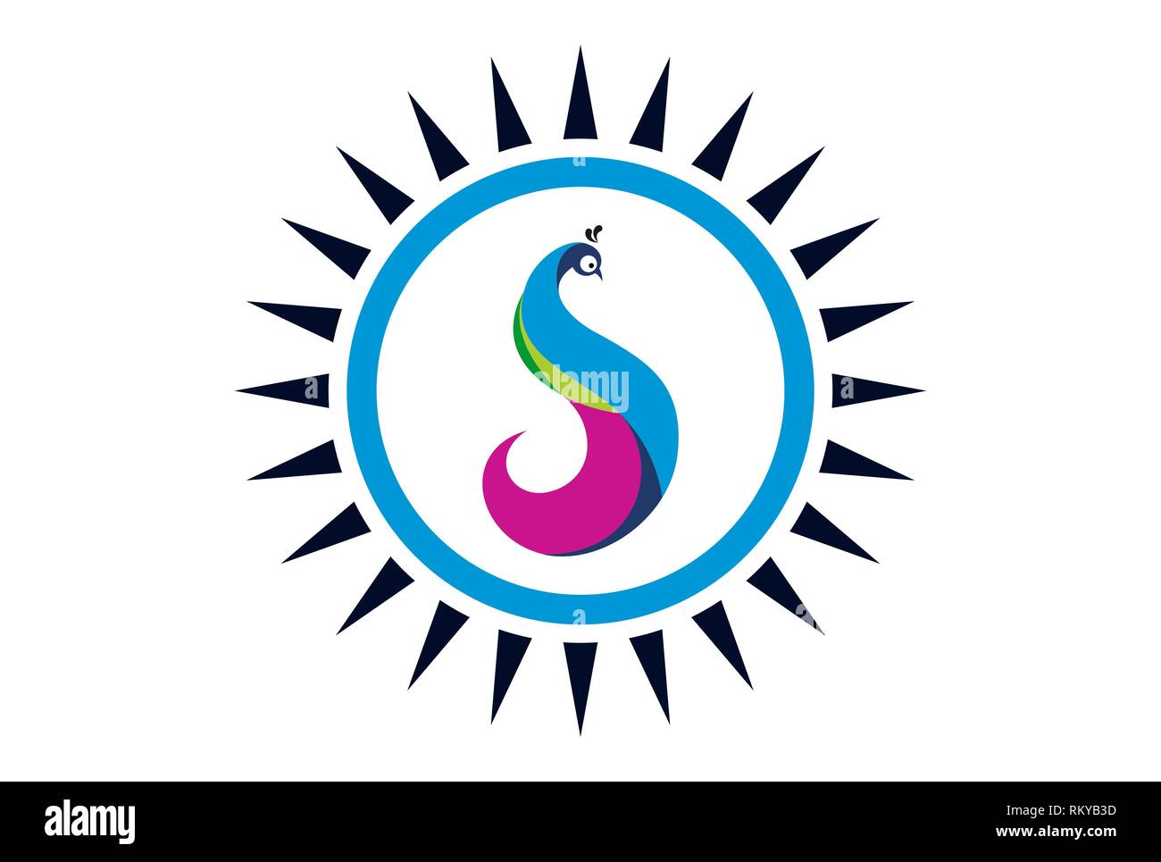 Buchstabe s Peacock Schönheit logo Symbol vektor Konzept flache Bauweise Stockfoto