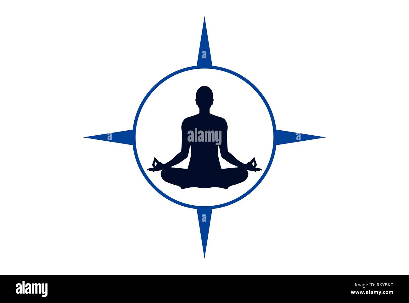 Yoga Kompass meditation Konzept logo Symbol vektor Konzept flache Bauweise Stockfoto