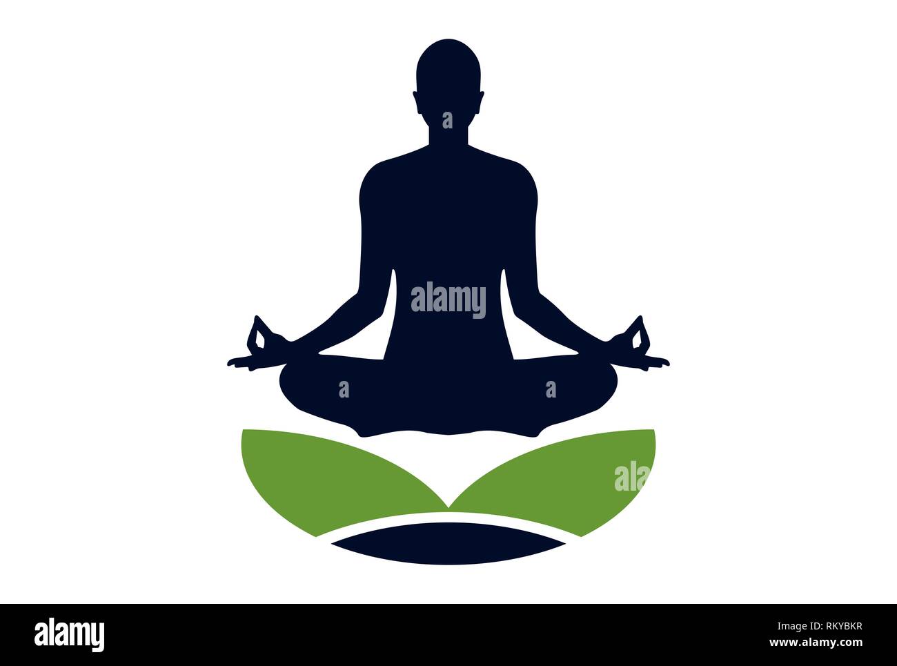 Yoga meditation Pose logo Symbol vektor Konzept flache Bauweise Stockfoto