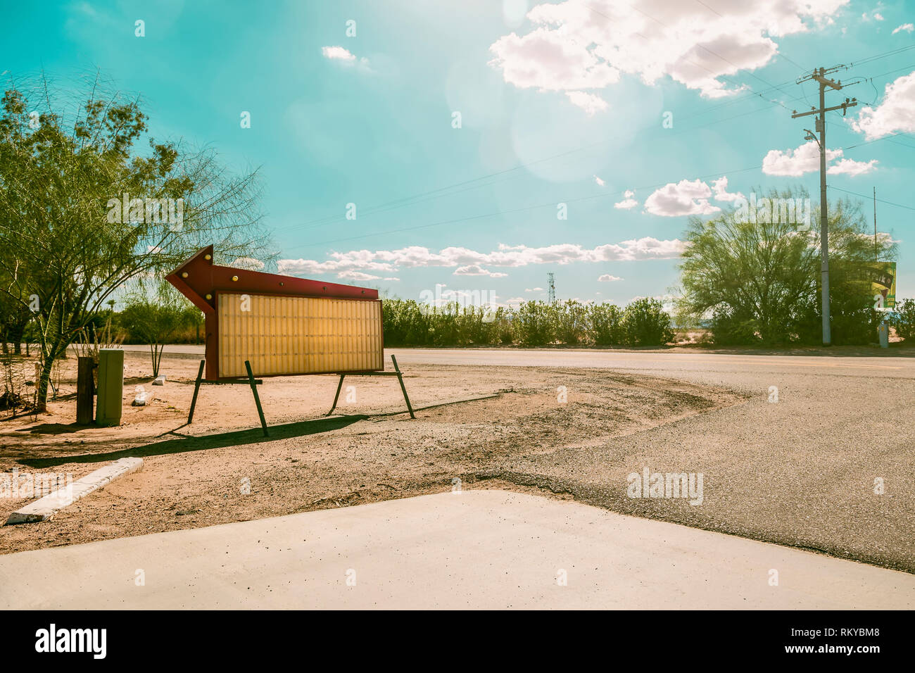 Leere roadside Werbemittel unterzeichnen. Stockfoto