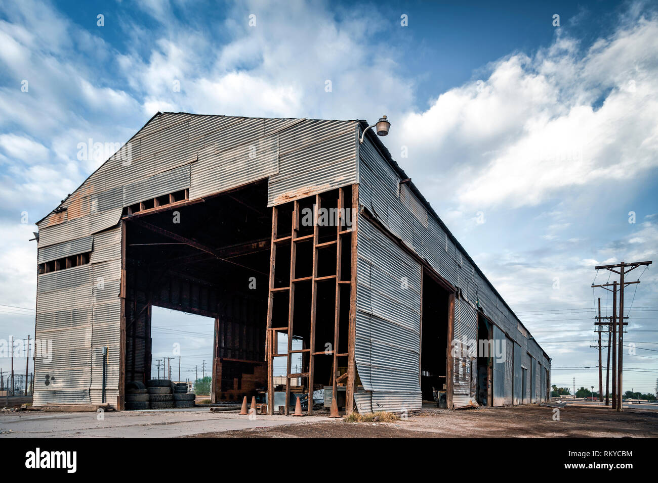 Verlassen industriellen Lager in El Centro in Kalifornien. Stockfoto