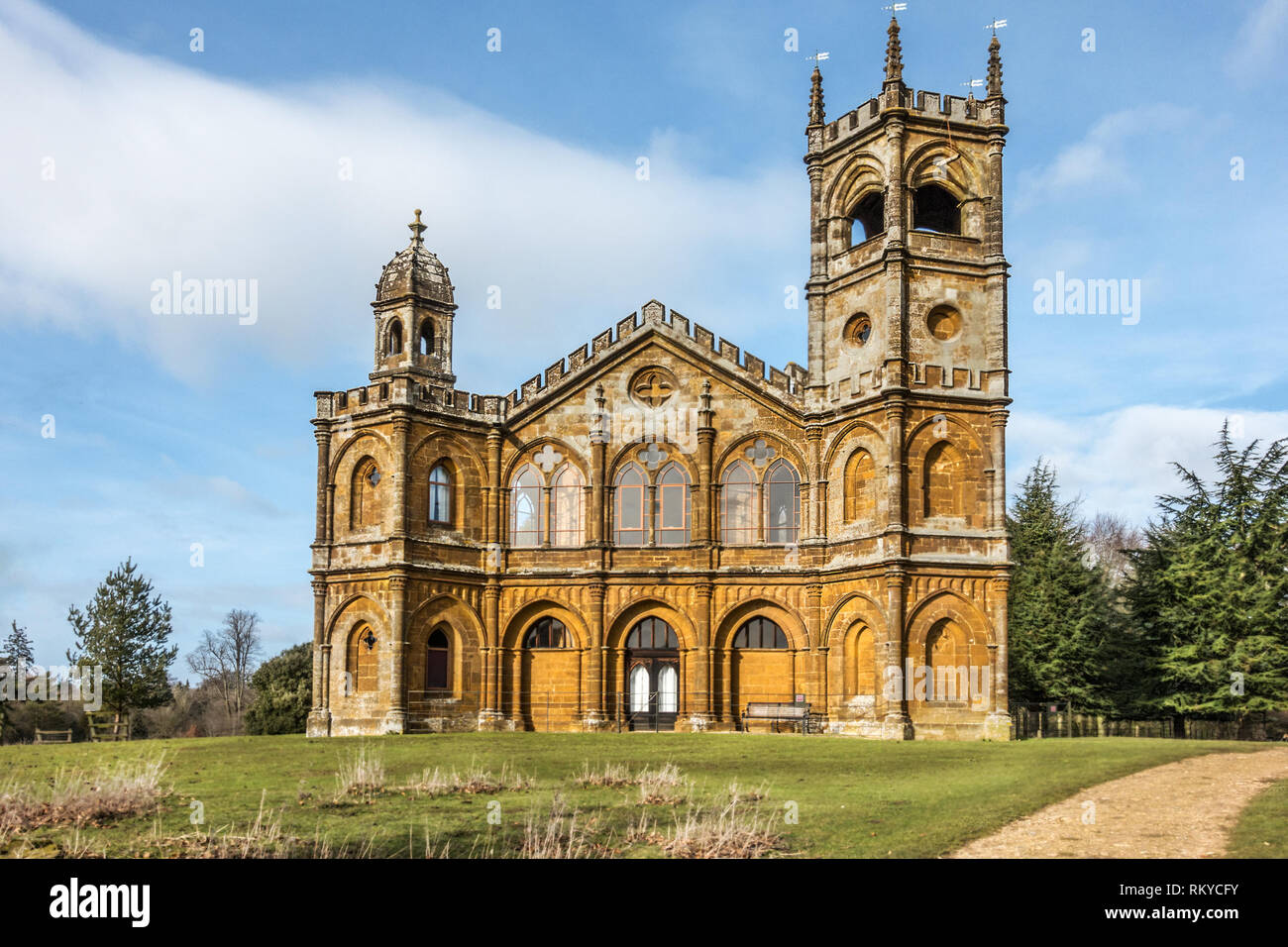 Gotische Tempel in Stowe Buckingahmshire England Stockfoto