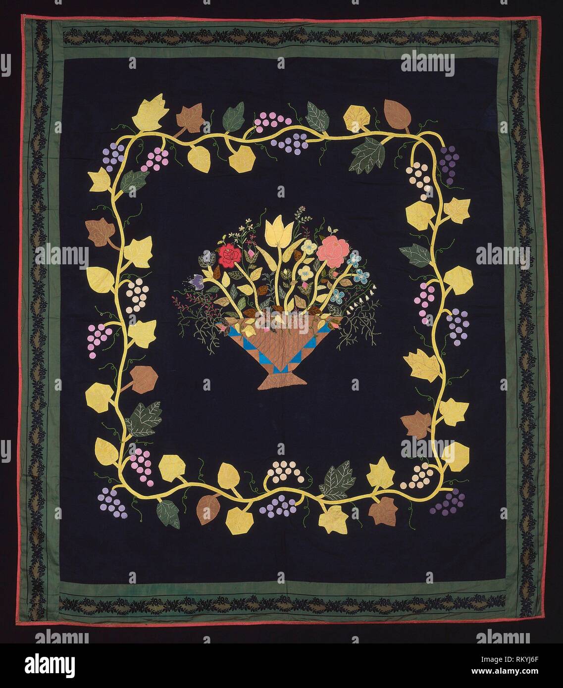 Handtücherwechsel (Korb mit Blumen Quilt) - c. 1860 - Für die Brücken  Familie Usa, Kentucky, Lexington- Herkunft: Kentucky, Datum: 1850 - 1870  Stockfotografie - Alamy