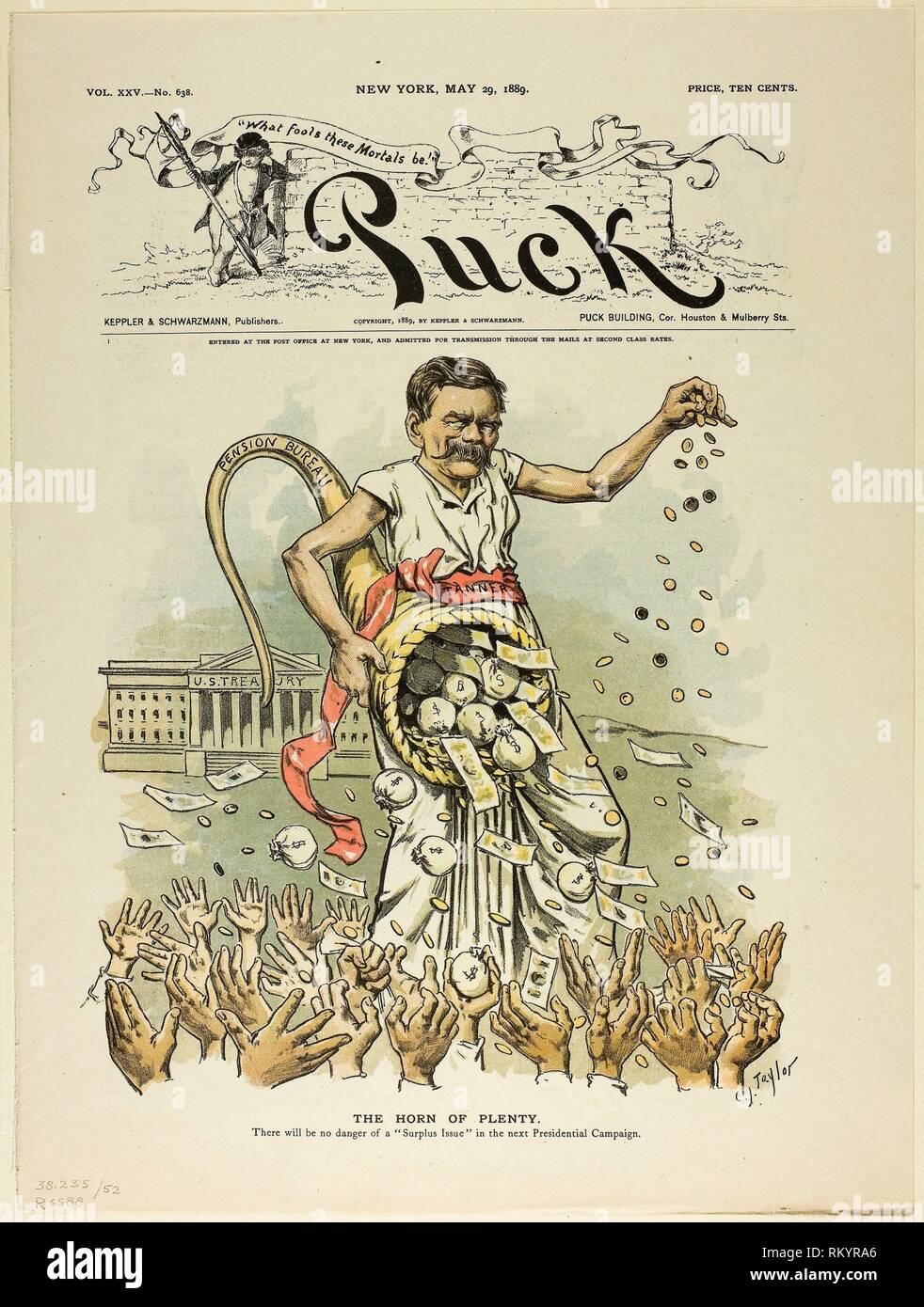 Das Füllhorn, aus dem Puck-Veröffentlicht Mai 29, 1889 - C. Jay Taylor American, 1855-1929 - Artist: C.Jay Taylor, Herkunft: USA, Datum: Stockfoto