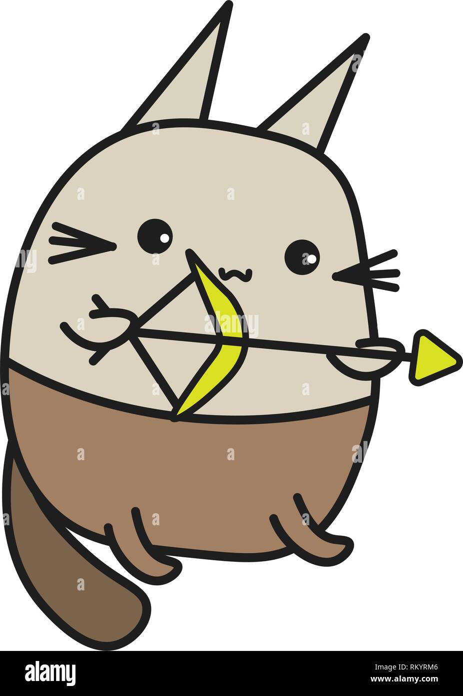 Bunny ist ein Sternzeichen Schütze in einem Cartoon Stil. Vector Illustration auf weißem Hintergrund. Stock Vektor