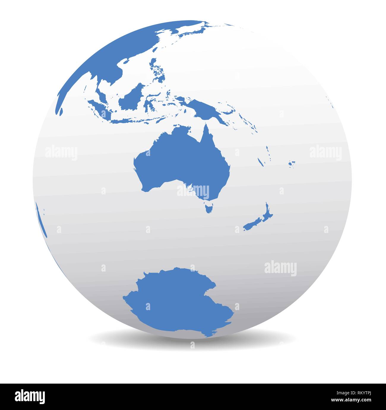 Australien und Neuseeland, Südpol, Antarktis, globalen Welt, Vektor Symbol Karte der Welt Kugel Stock Vektor