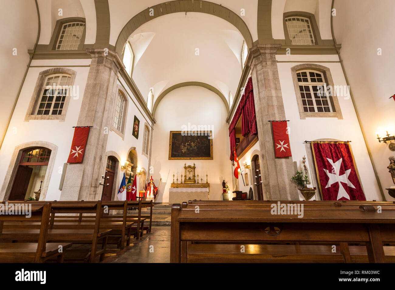 Blick auf die Kapelle der Kirche Santa Luzia und St-BHS, der souveränen und Johanniter Ordens von Malta, in Lissabon, Portu Stockfoto
