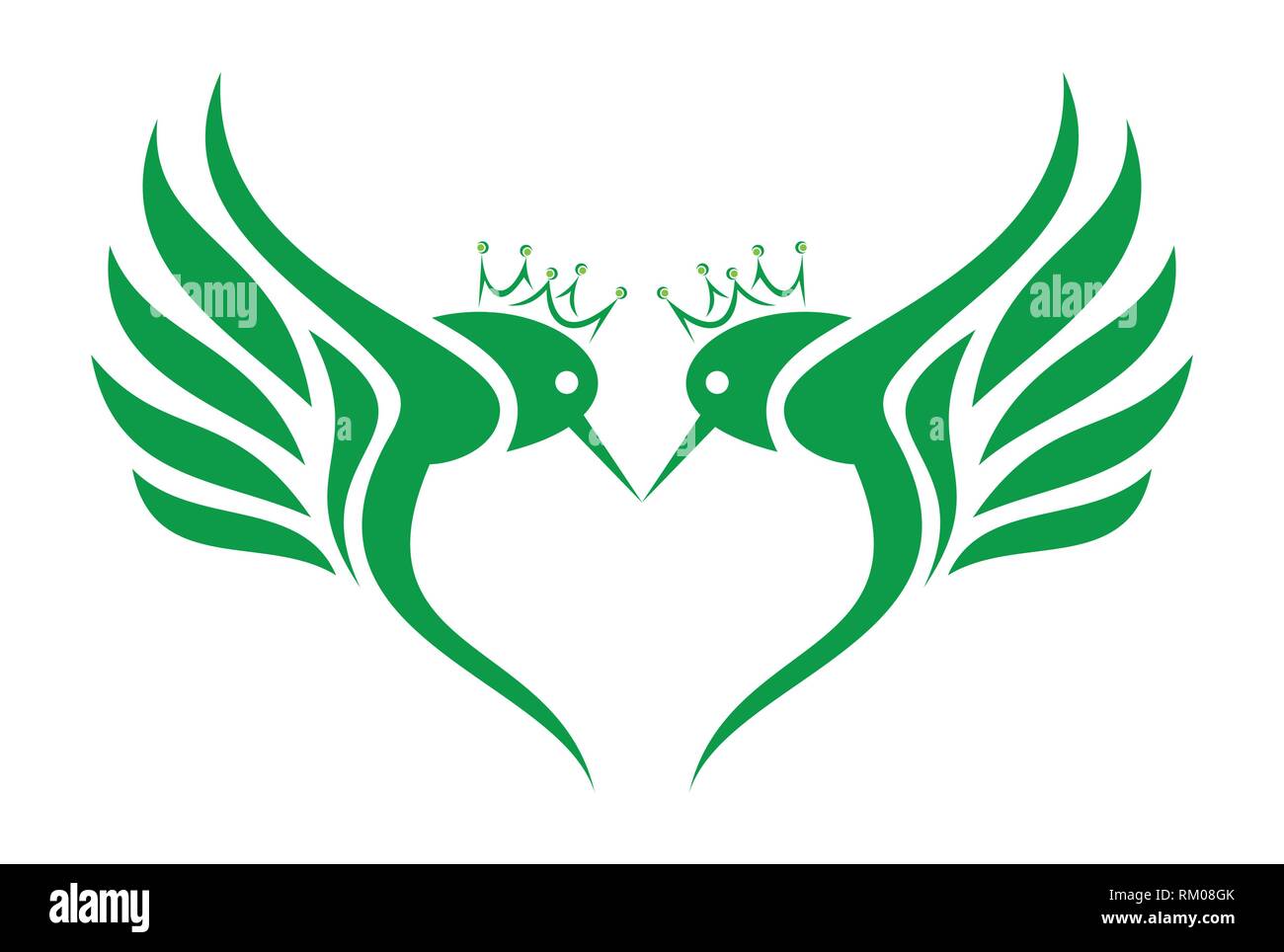 Abstrakter Buchstabe M König Kolibris Logo Stock Vektor