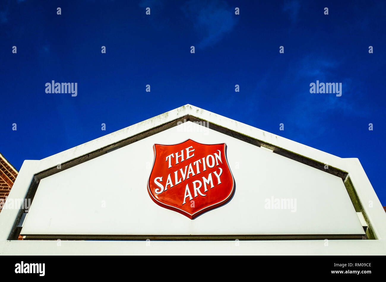 Heilsarmee Schild auf einem Heilsarmee Gebäude im Zentrum von Ipswich Suffolk UK Stockfoto