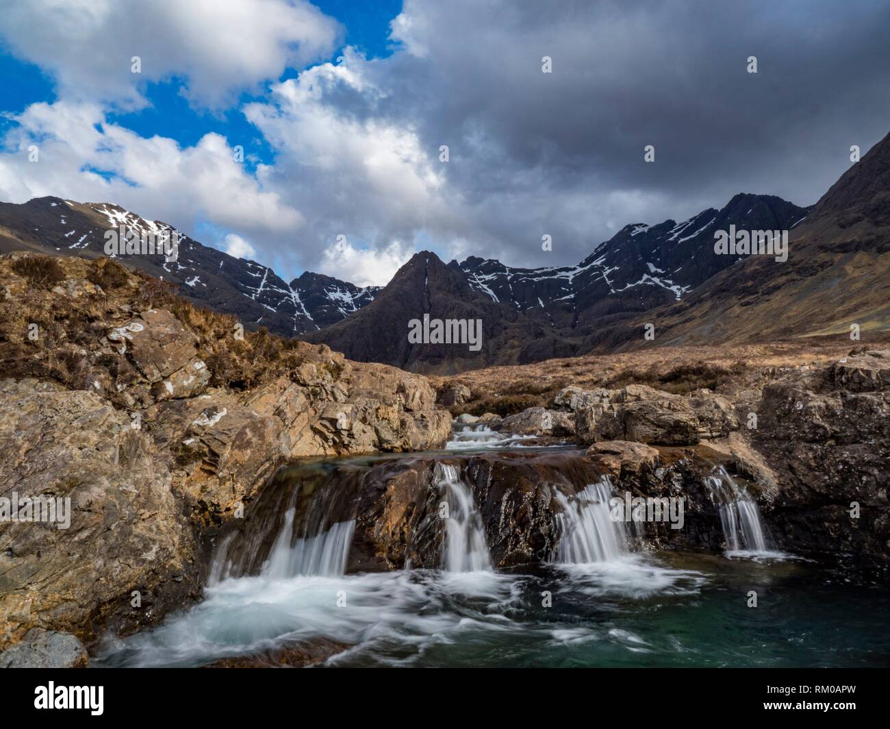Schottland Isle of Skye Fairy Pools. Stockfoto