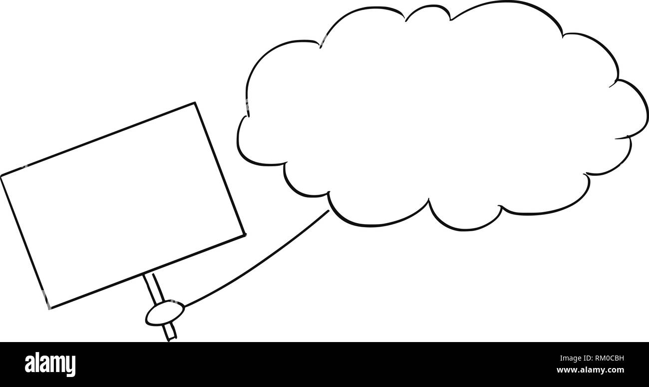 Cartoon von Cloud Holding leer Zeichen als Botschaft Gottes Stock Vektor