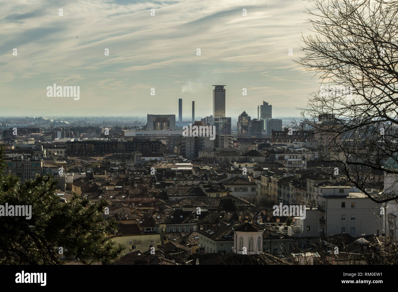 Die alte Stadt im anderen Licht gesehen, Brescia Italien Stockfoto