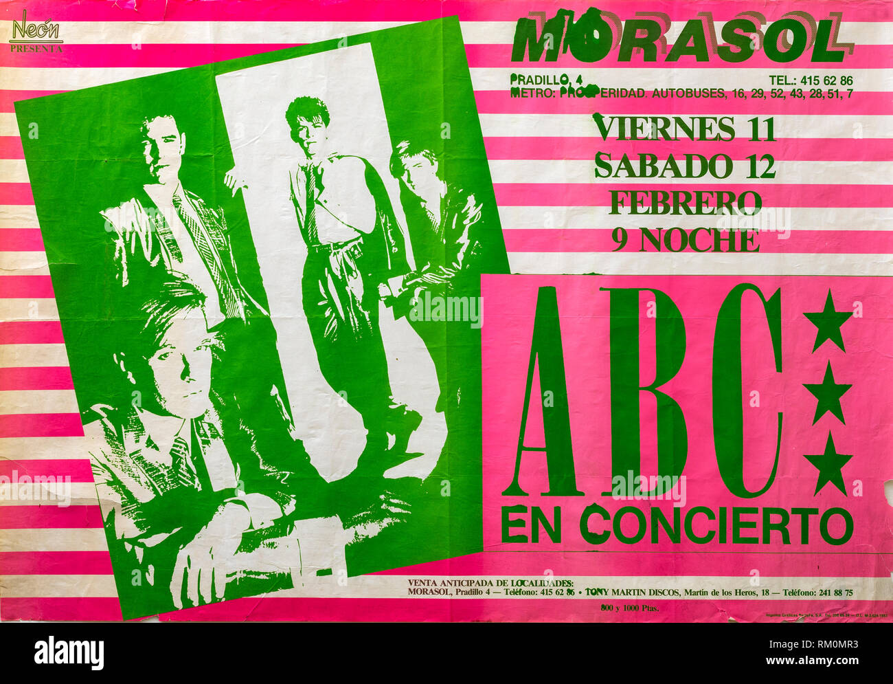 ABC im Morasol Madrid Tour 1983, Musical Konzert Poster Stockfoto