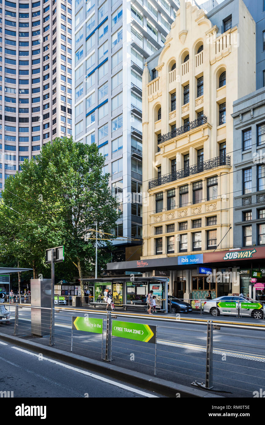 Die Stadt Melbourne Street. Stockfoto