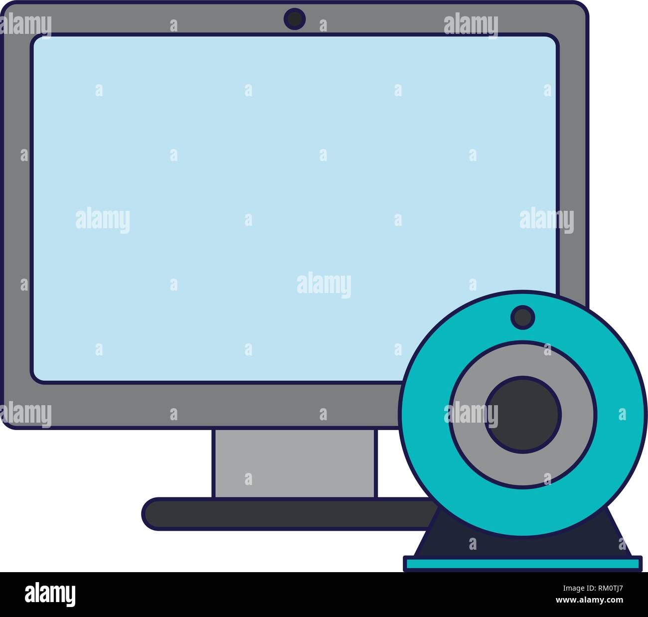 Computer, Bildschirm und Webcam Symbol Stock Vektor