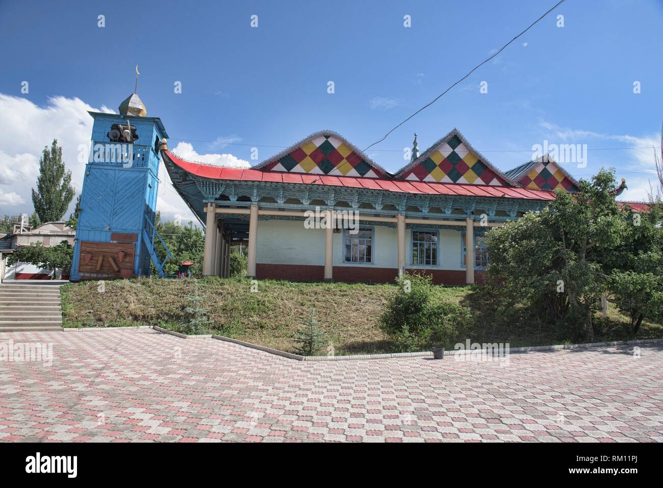 Die Dunganen Moschee, ohne Nägel durch chinesische Muslime, Karakol, Kygyzstan gebaut. Stockfoto