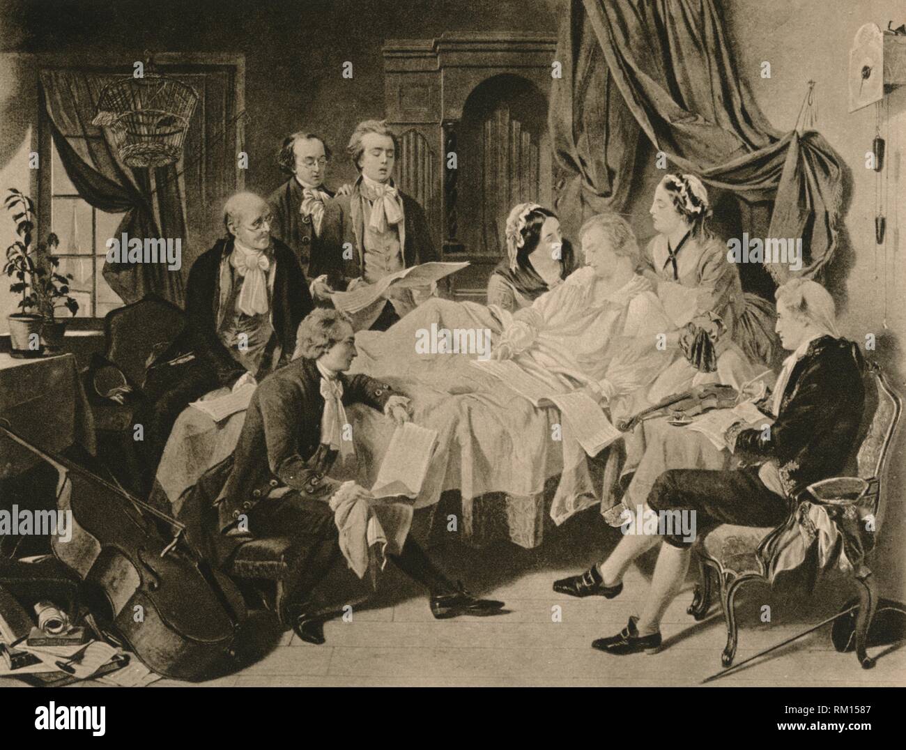 "Das TOTENBETT von Mozart", 1910. Schöpfer: Henry Nelson O'Neil. Stockfoto