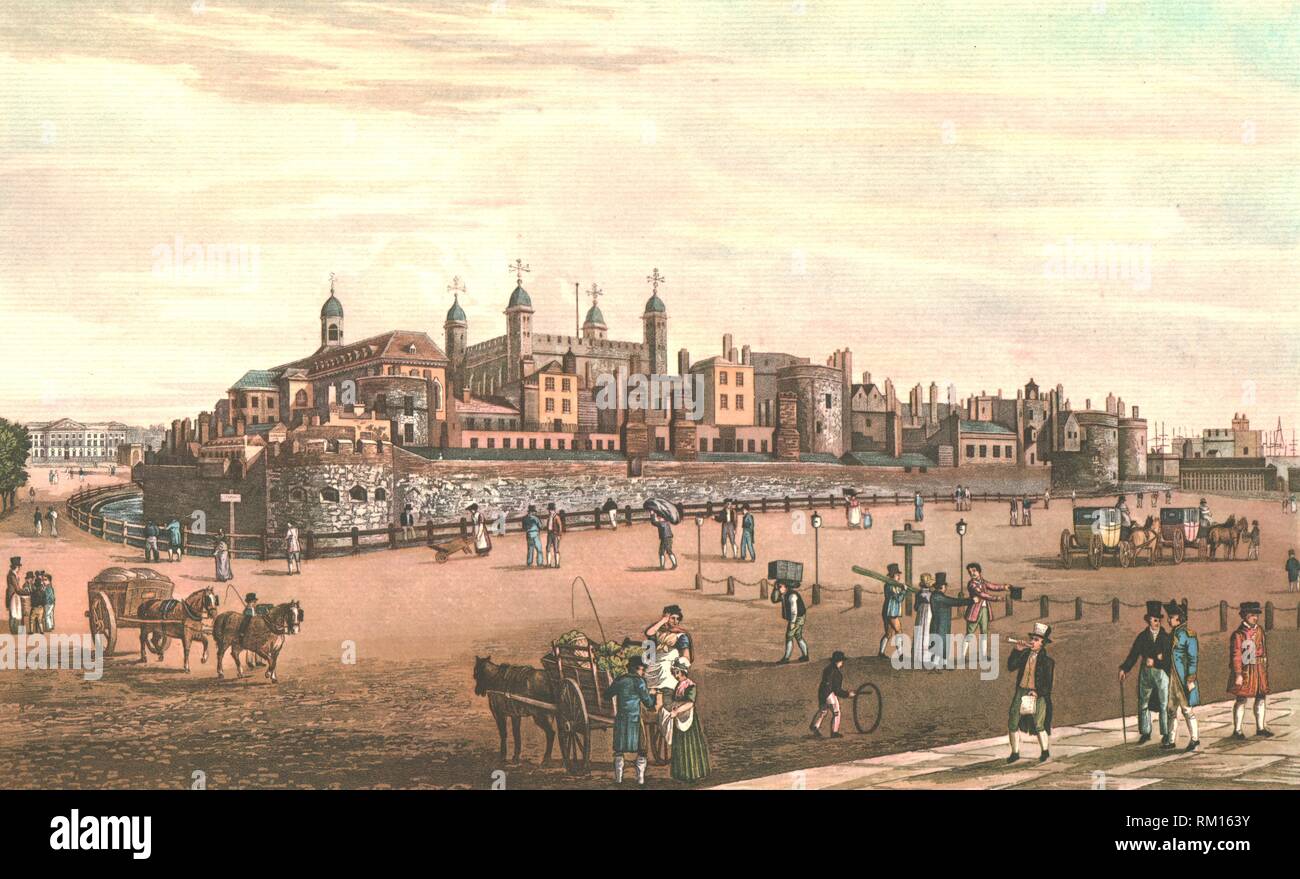 Der Tower von London, c 1821. Schöpfer: Robert Havell. Stockfoto