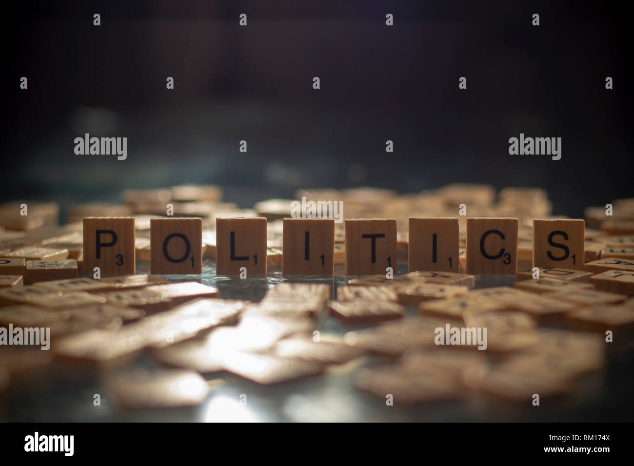 Trumpf in Scrabble Worte Stockfoto