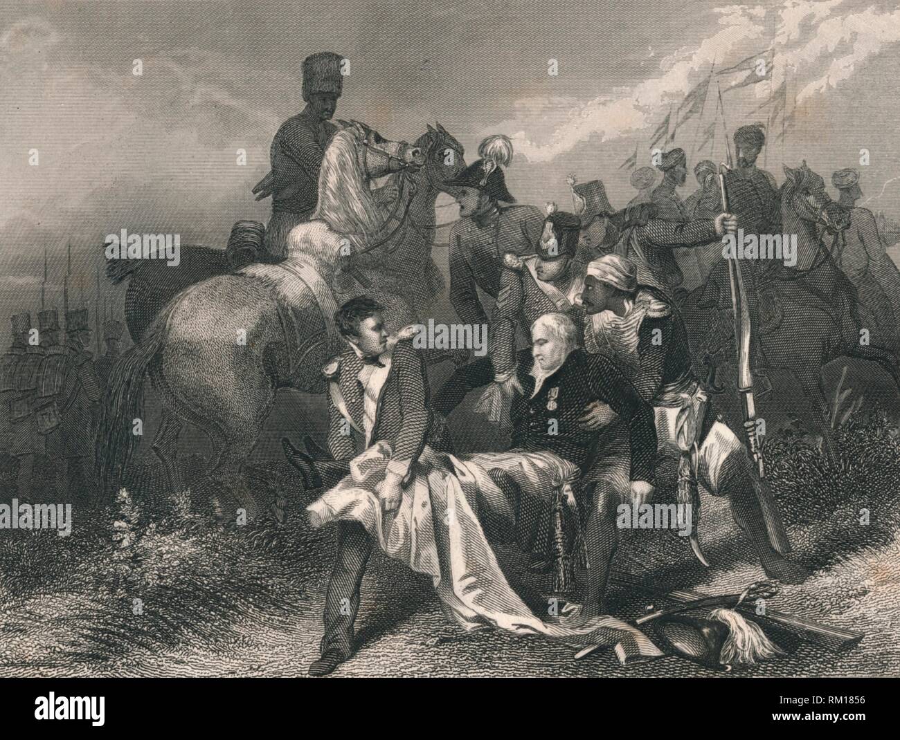 'Major General Sir. R. H Verkauf ... tödlich verwundet in der Schlacht bei Moodkee...', (Mitte des 19. Jahrhunderts). Schöpfer: J Rogers. Stockfoto