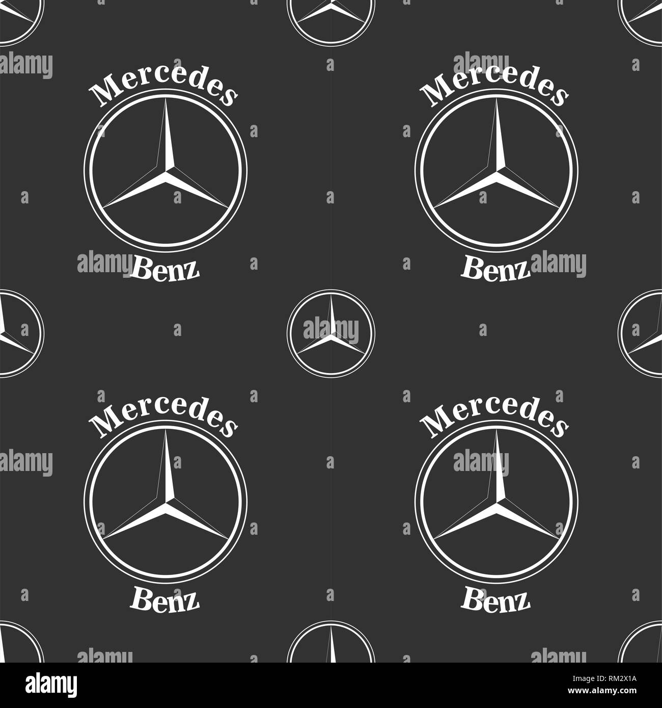 Mercedes Benz Emblem auf dunklen grauen Hintergrund. Stock Vektor