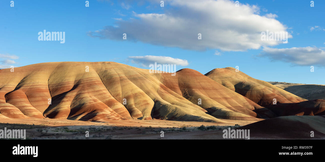 Die berühmten Painted Hills von Oregon. Schöne, natürliche Farben, durch die verschiedenen Schichten der Erde. Stockfoto