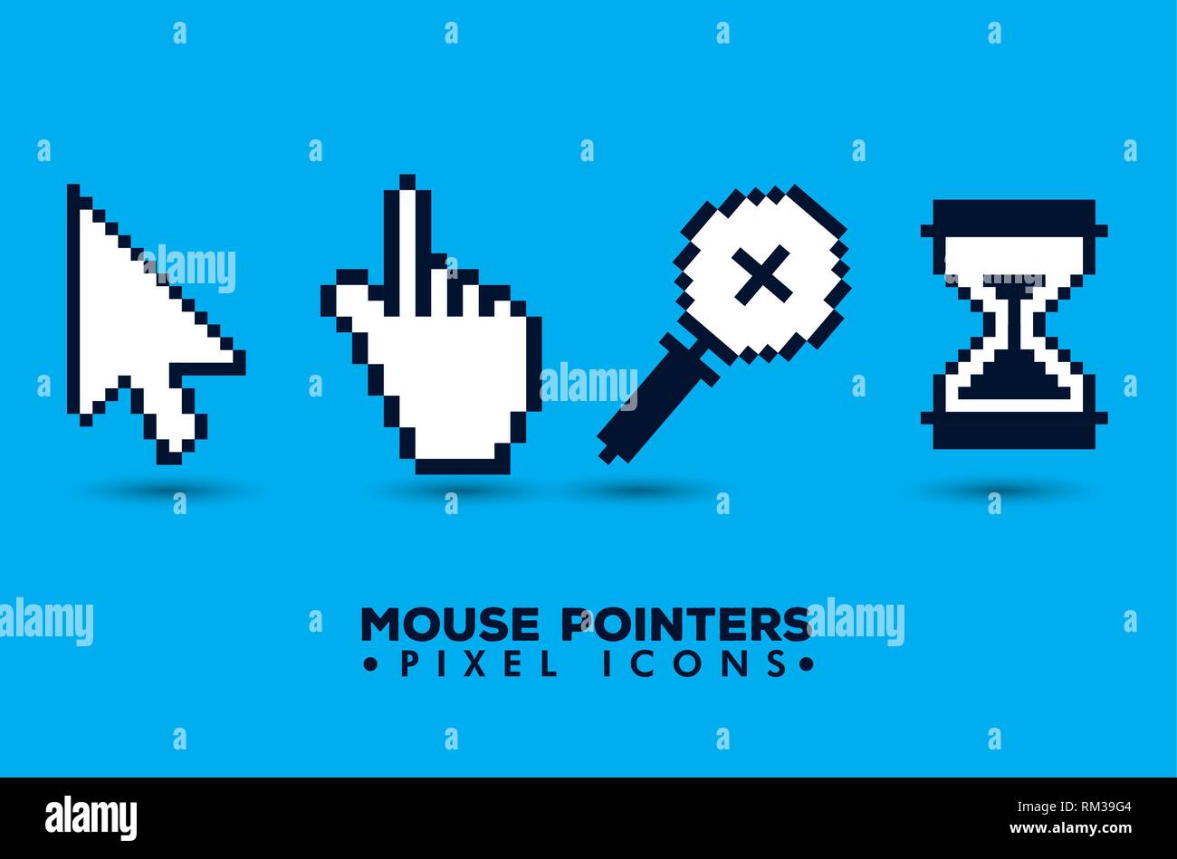 Set pixel Mauszeiger Symbol Stock Vektor