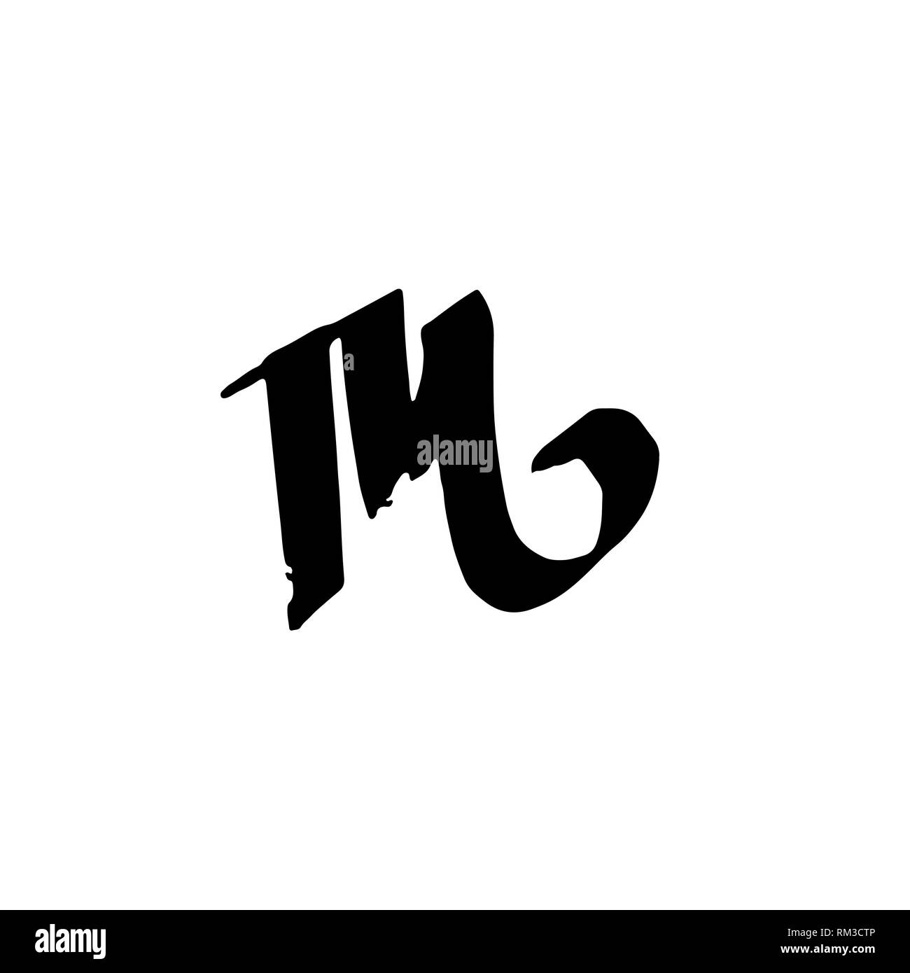 Schreiben M. einzigartigen alten trockenen Pinsel grunge-Schriftzug. Vector Illustration. Stock Vektor