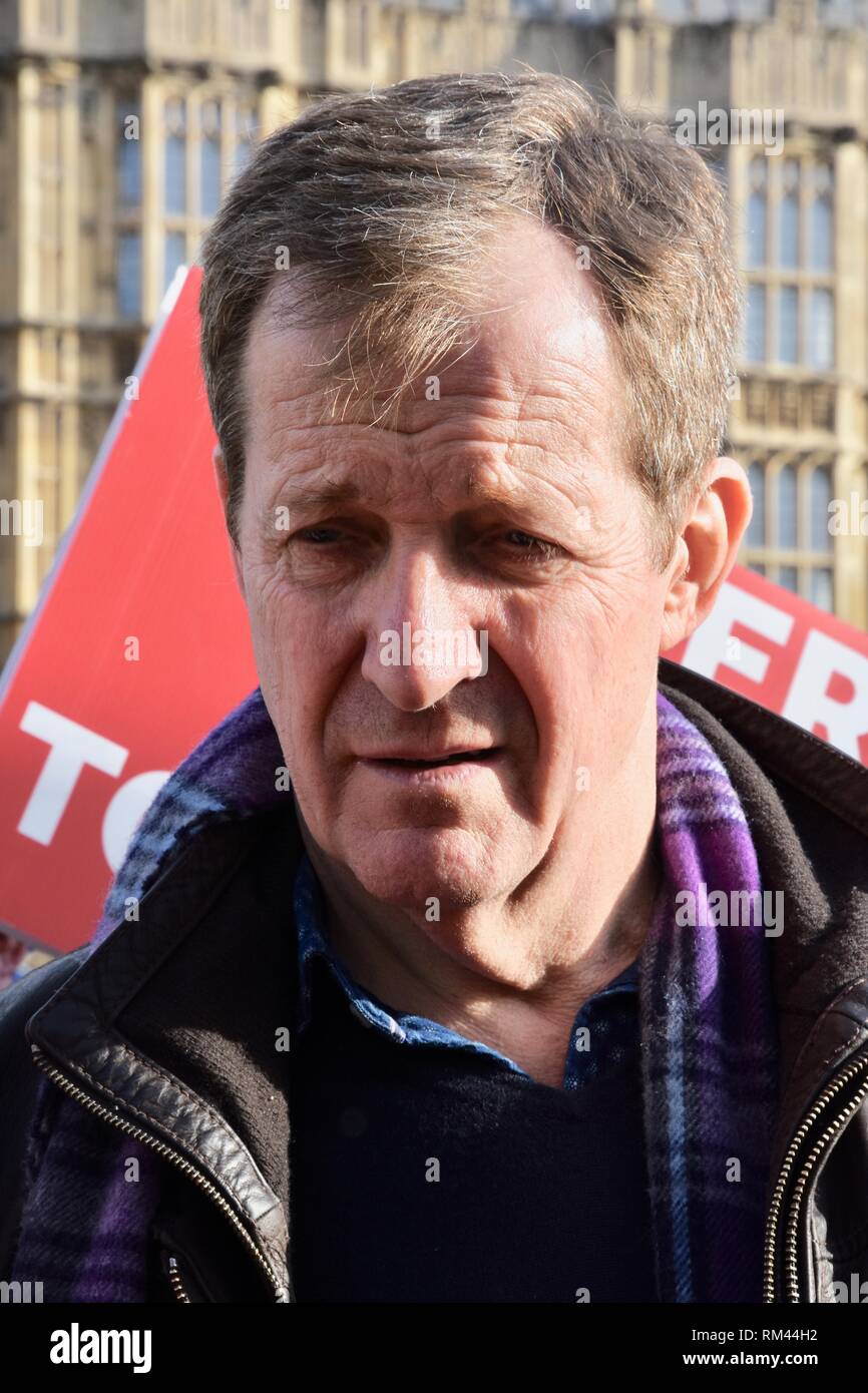 Westminster, London, Großbritannien. 13 Feb, 2019. Alastair Campbell met Pro EU Protesters, Houses of Parliament, Westminster, London.UK Credit: michael Melia/Alamy leben Nachrichten Stockfoto