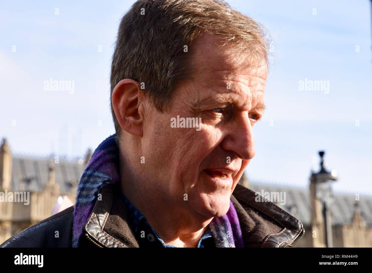 Westminster, London, Großbritannien. 13 Feb, 2019. Alastair Campbell met Pro EU Protesters, Houses of Parliament, Westminster, London.UK Credit: michael Melia/Alamy leben Nachrichten Stockfoto