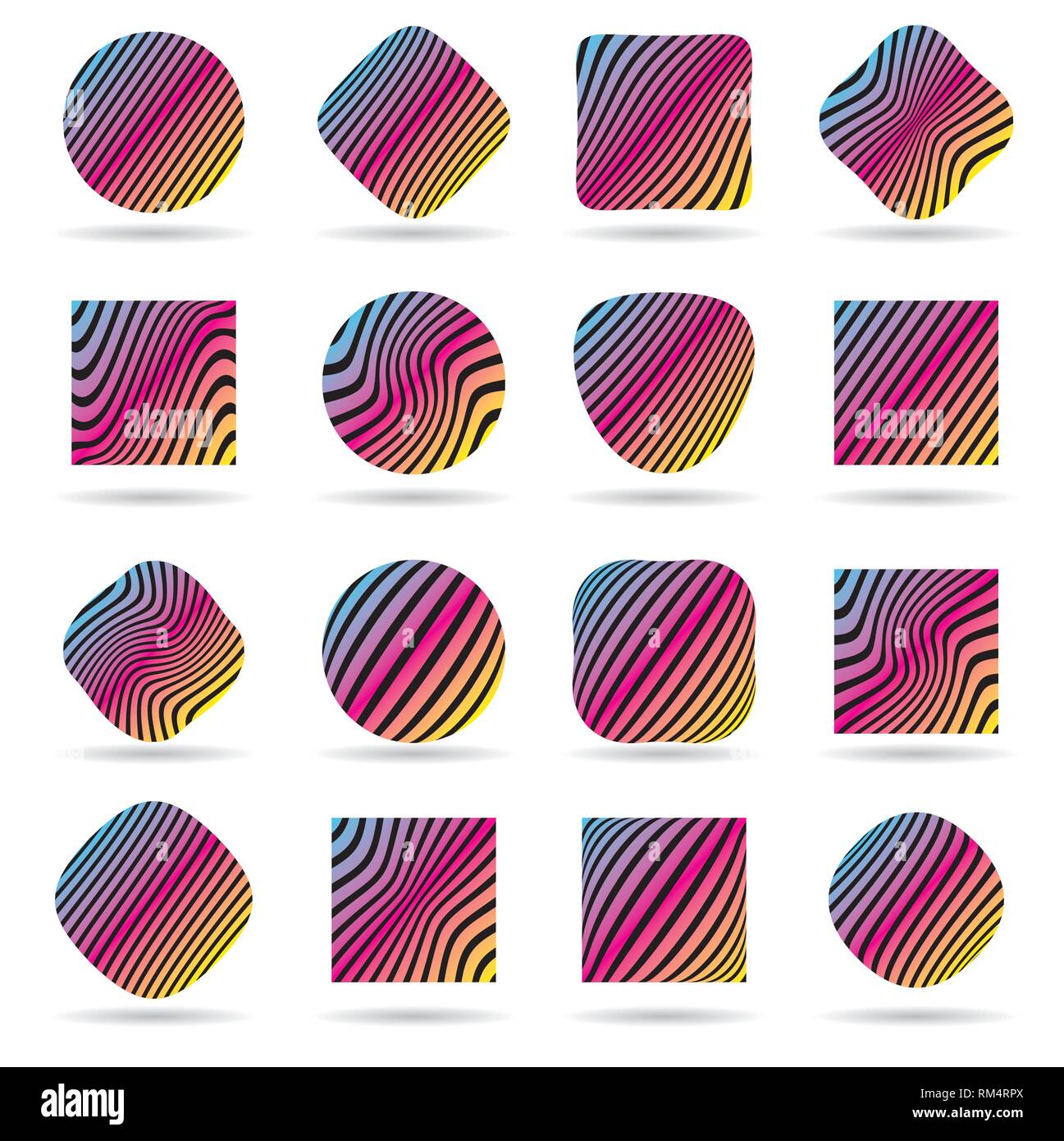 Schildersatz Muster. Op Art, Zebra, Prisma und Rainbow style Vector Illustration Stock Vektor