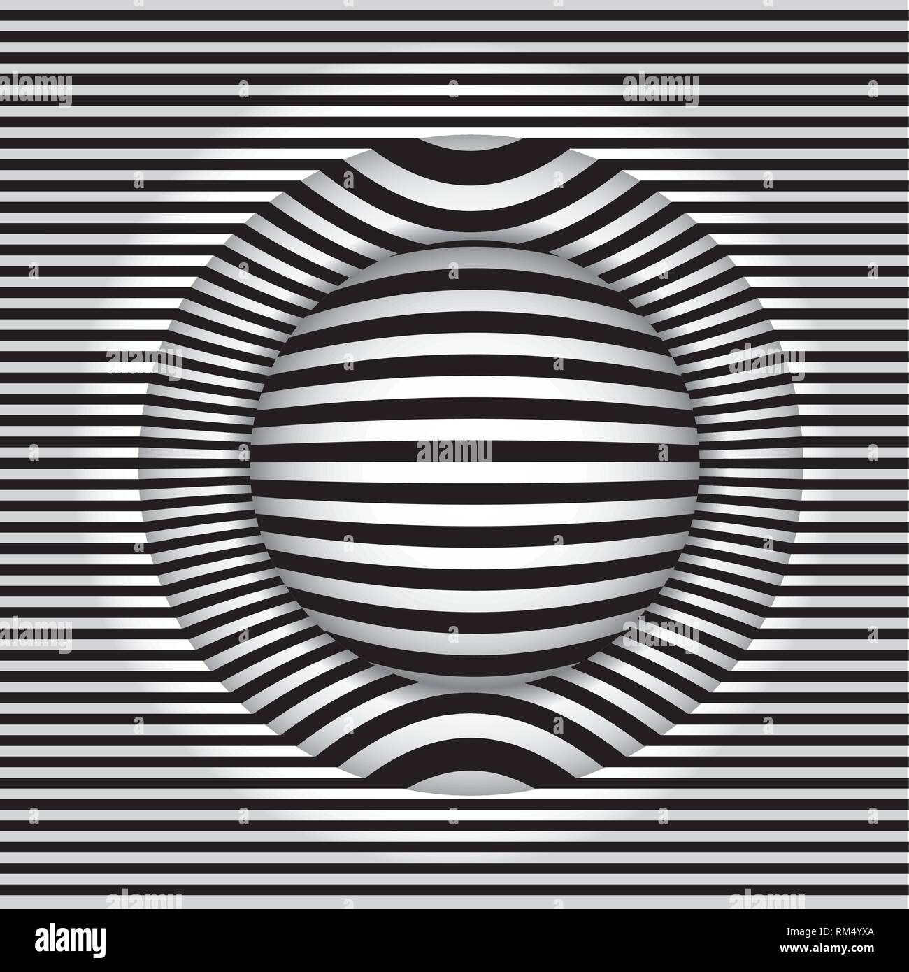 Bilder im Stil Op Art schwarzen und weißen Hintergrund. Vector Illustration Stock Vektor