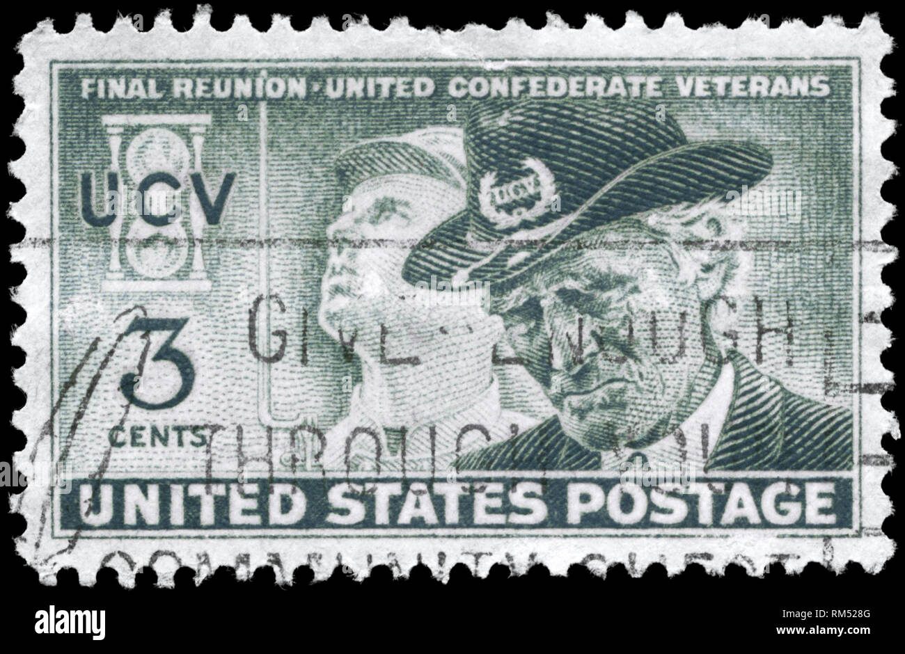 USA - ca. 1951: einen Stempel in den USA gedruckt bis zur endgültigen Wiedervereinigung der United Confederate Veterans gewidmet, ca. 1951 Stockfoto
