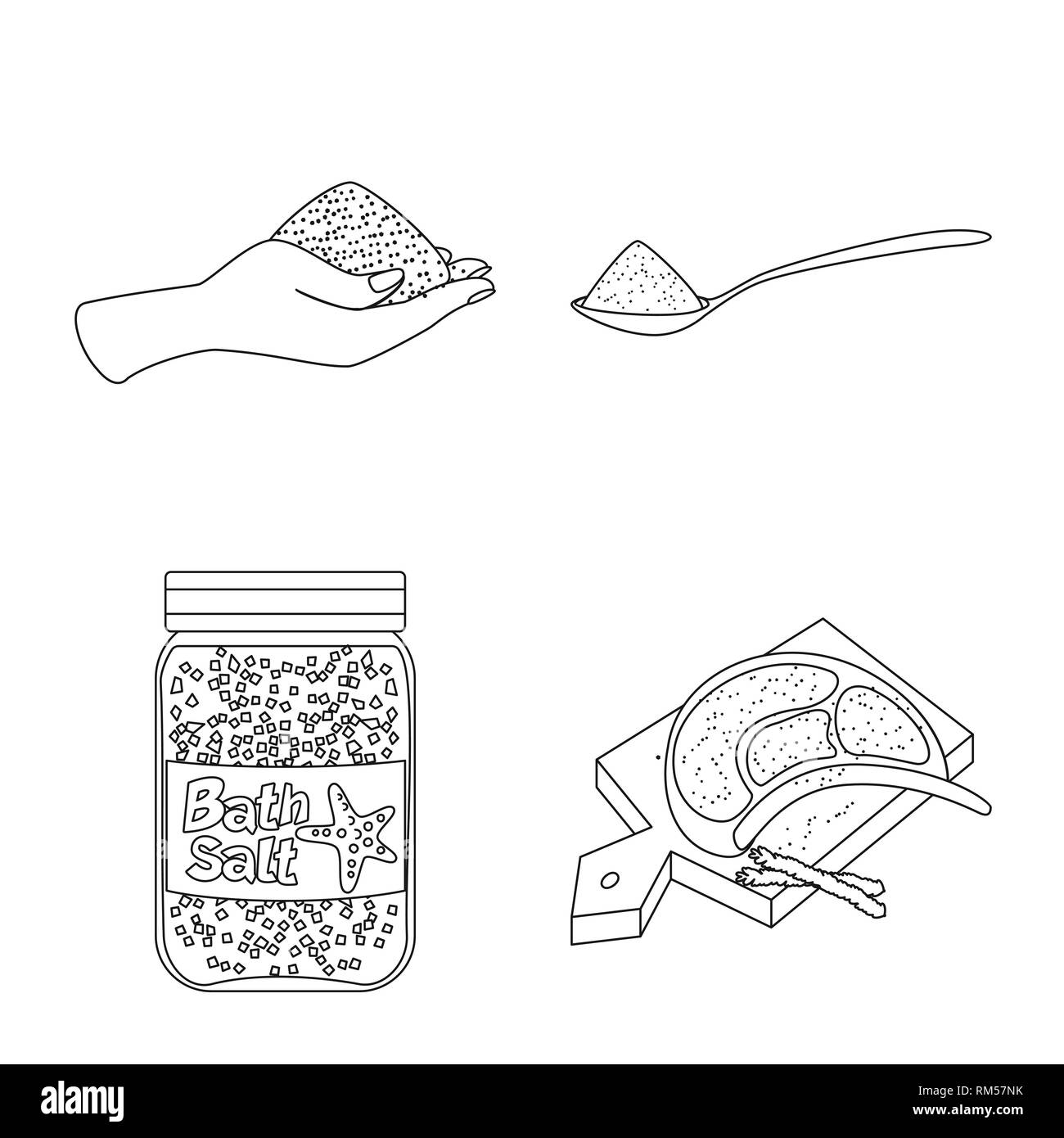 Arm, Löffel, Flaschen, Fleisch, Handvoll, salzig, Board, weiß, Pulver, Mehl, Hill, Streuen, sauber, Restaurant, Picknick, Wellness, Badewanne, Gewürze, Vintage, Natrium, mineralischen Rohstoffen, Küche, Kochen, Meer, Natur, Backen, Salz, Nahrungsmittel, Set, Vector, Icon, Illustration, isoliert, Sammlung, Design, Element, Grafik, Zeichen, Rahmen, Linie, Vektor, Vektoren, Stock Vektor