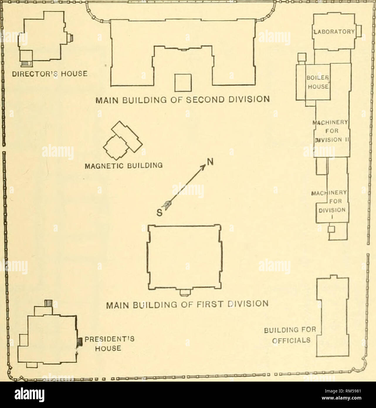 . Jahresbericht des Verwaltungsrats der Smithsonian Institution. Smithsonian Institution; Smithsonian Institution. Archive; Entdeckungen in der Wissenschaft. Ich Abb. 5.-Hauptgebäude (teilweise). WERNER SIEMENS-STRASSE. Umfang der Füße-t------- m200 MÄRZ STRASSE V Abb. 6.-allgemeinen Plan von Boden und Gebäuden.. Bitte beachten Sie, dass diese Bilder sind von der gescannten Seite Bilder, die digital für die Lesbarkeit verbessert haben mögen - Färbung und Aussehen dieser Abbildungen können nicht perfekt dem Original ähneln. extrahiert. Smithsonian Institution. Der Verwaltungsrat; United States National Museum. Stockfoto