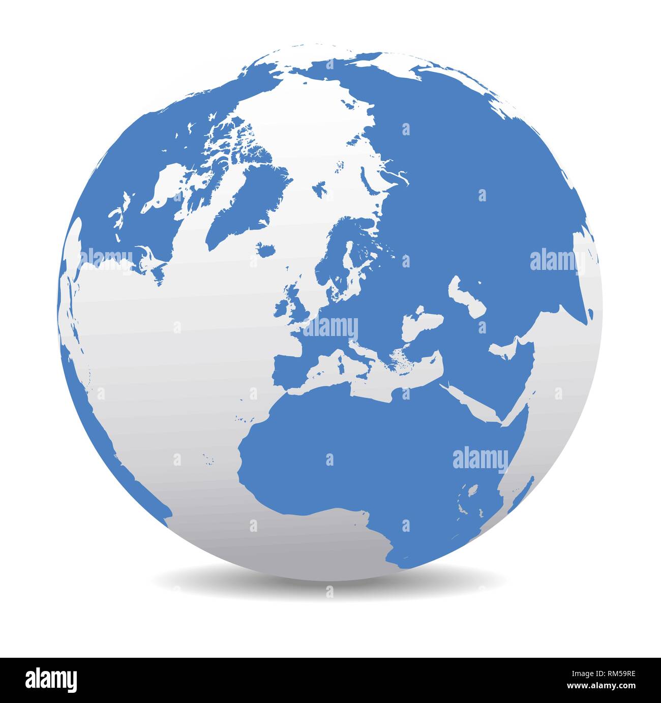 Nordpol Europa oben auf der Welt Europa, Vektor Symbol Karte der Welt in Kugel form Stock Vektor
