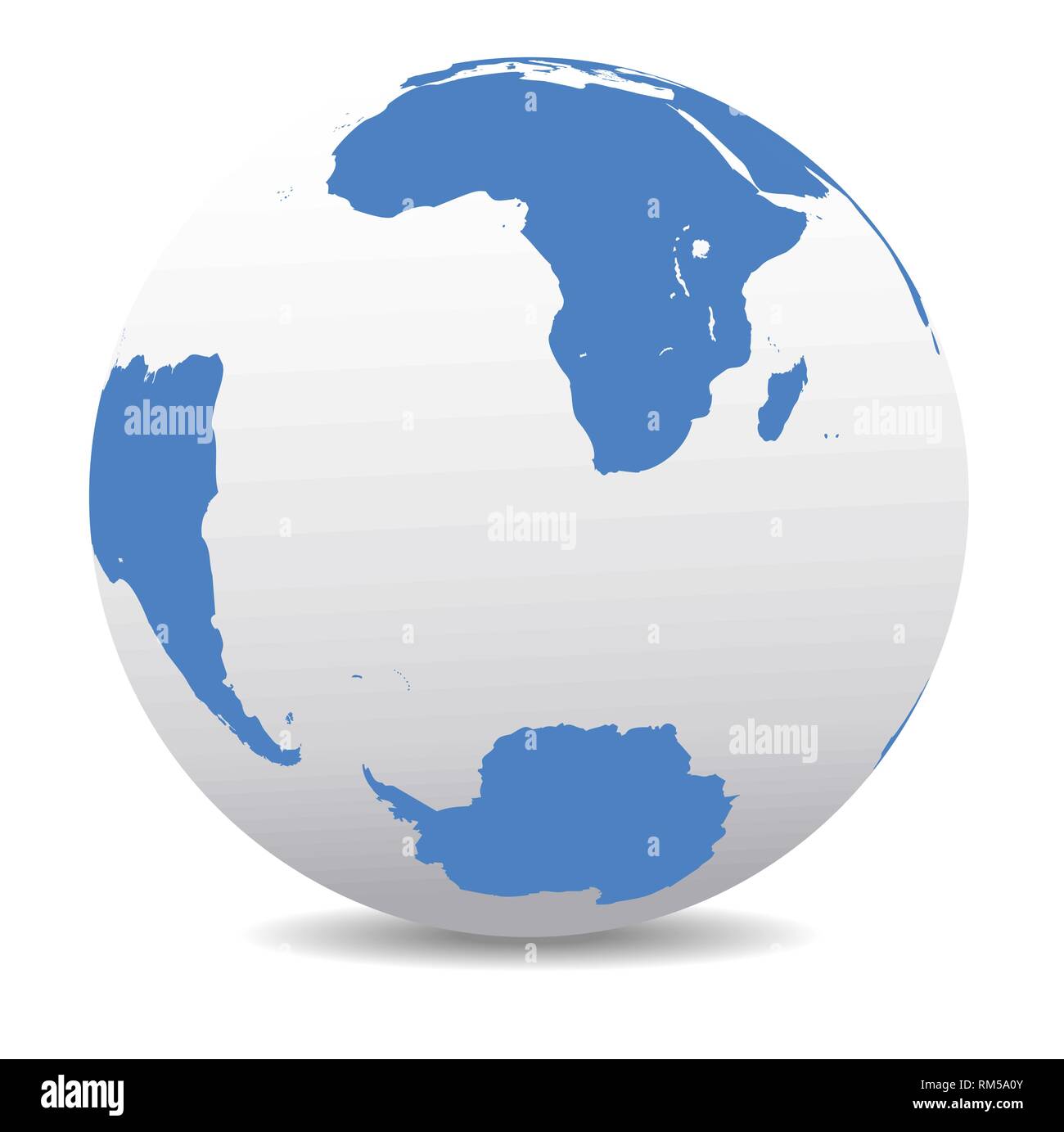 Südafrika, Madagaskar, Südamerika und Antarktis, Südpol, Vektor Symbol Karte der Welt Kugel Stock Vektor