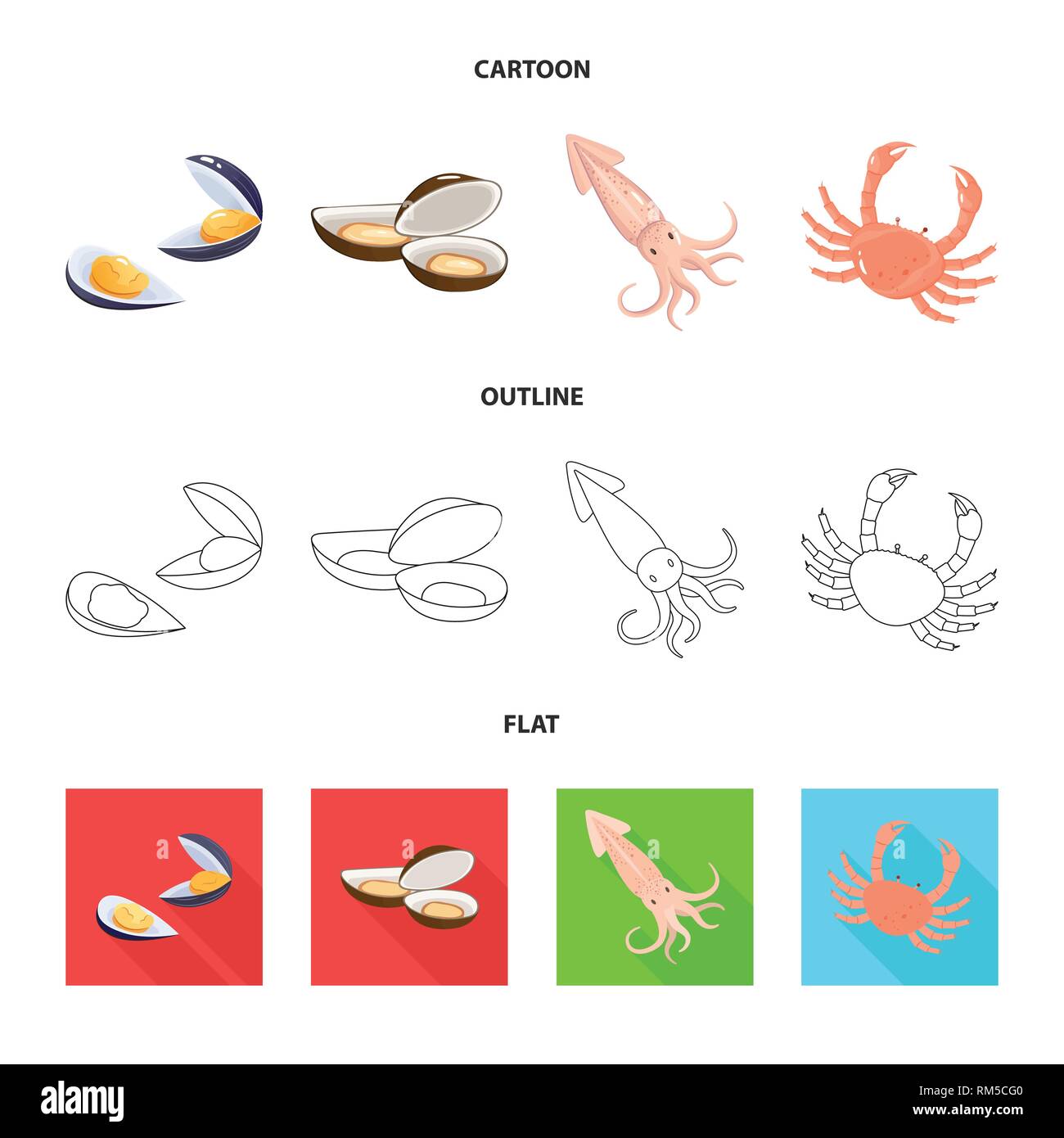 Miesmuschel, Tintenfisch, Krabben, Muscheln, Gelee, Squid, Shell, Zartheit, Tentakel, Tentakeln, Auster, Monster, Rot, Fisch, Kreatur, Muscheln, riesige, Strand, Kraken, Wasser, Langusten, frisch, Restaurant, Markt-, Marine-, Lebensmittel-, Meer, Fisch, gesund, Produkt, Ozean, Set, Vector, Icon, Illustration, isoliert, Sammlung, Design, Element, Grafik, Zeichen, Vektor, Vektoren, Stock Vektor