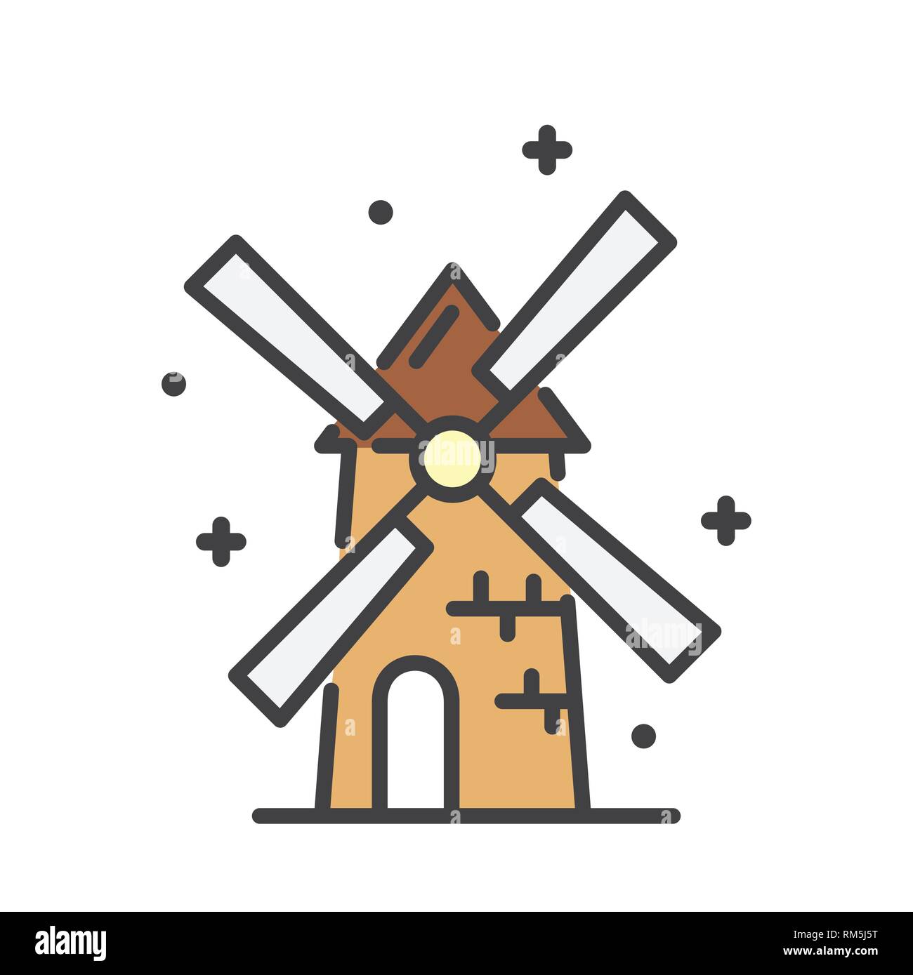 Mühle Umrisse Symbol weißen Hintergrund für Grafik- und Webdesign, modernen einfachen Vektor unterzeichnen. Internet Konzept. Trendy Symbol für Web site Design web butto Stock Vektor