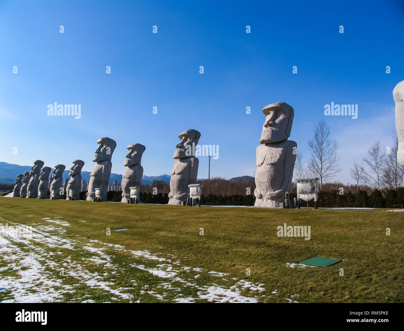 Esashi, Japan - 24. Februar 2014: ein Park mit Skulpturen von Kopien der große Skulpturen aus der ganzen Welt. Stockfoto