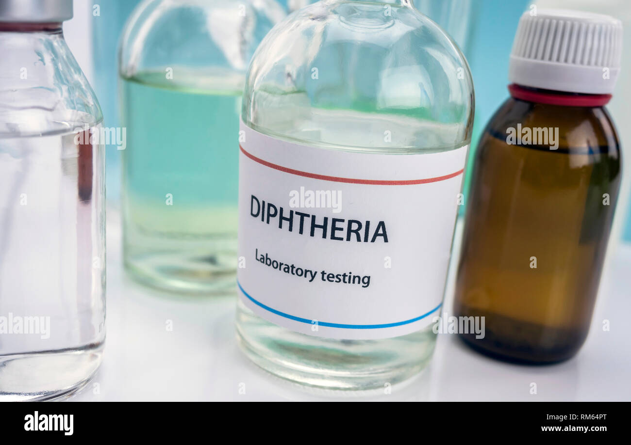 Test Diphtherie im Labor, in der konzeptionellen Bild, Komposition horizontal Stockfoto