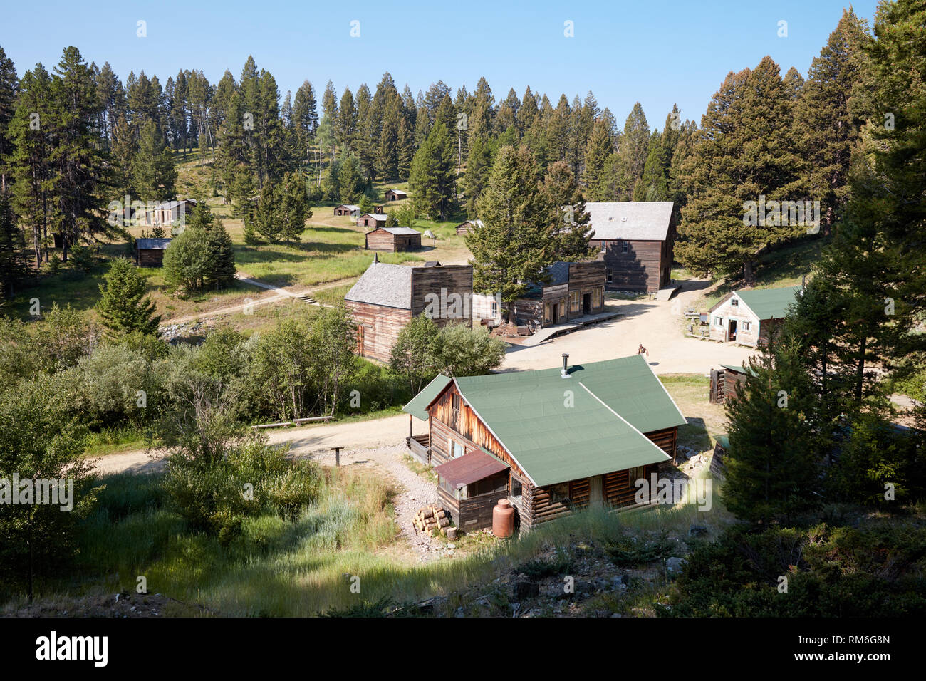 Granat, eine verhaftet Verfall bewahrt Gold mining Geisterstadt in den Bergen von Montana, jetzt einen historischen Park Stockfoto