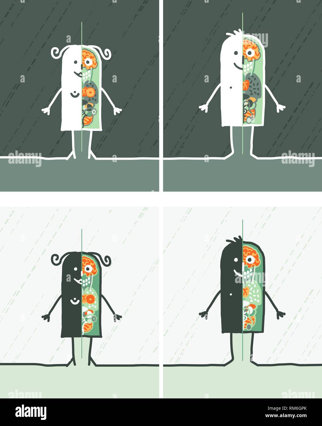 Farbige Cartoon-Vektor hand gezeichnete Figuren - Anatomie Stock Vektor