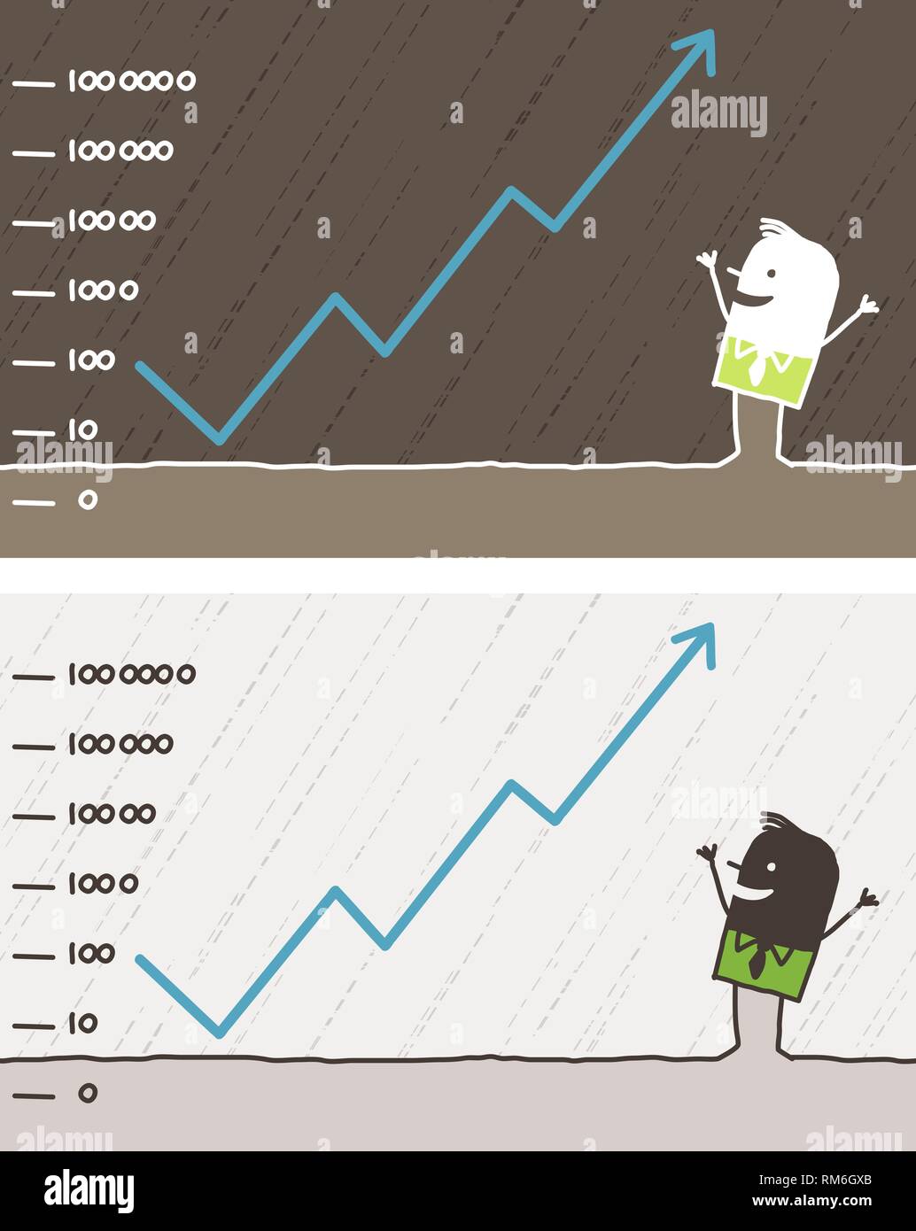 Farbige Cartoon-Vektor hand gezeichnete Figuren - Geld verdienen Stock Vektor